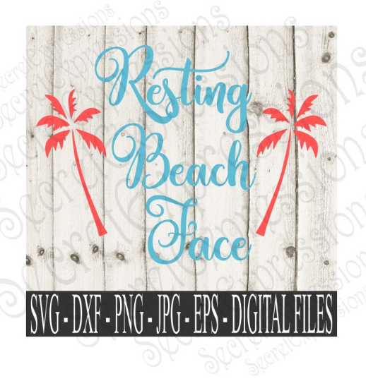 Resting Beach Face SVG, Digital File, SVG, DXF, EPS, Png, Jpg, Cricut, Silhouette, Print File
