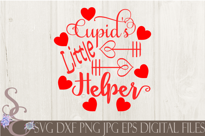 Cupid's Little Helper Svg, Valentine's Day, Digital File, SVG, DXF, EPS, Png, Jpg, Cricut, Silhouette, Print File