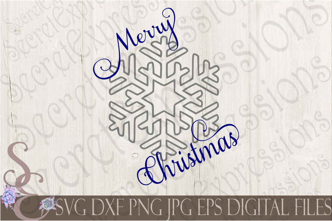 Merry Christmas Snowflake Svg, Christmas Digital File, SVG, DXF, EPS, Png, Jpg, Cricut, Silhouette, Print File