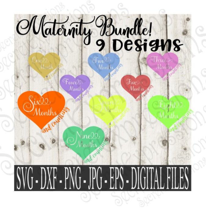 Maternity SVG Bundle, Digital File, SVG, DXF, EPS, Png, Jpg, Cricut, Silhouette, Print File