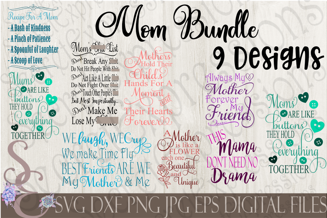 Mom SVG Bundle, Religious Digital File, SVG, DXF, EPS, Png, Jpg, Cricut, Silhouette, Print File