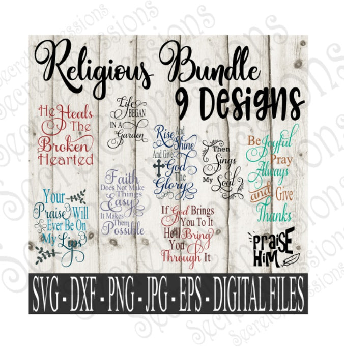 Religious SVG Bundle, Digital File, SVG, DXF, EPS, Png, Jpg, Cricut, Silhouette, Print File