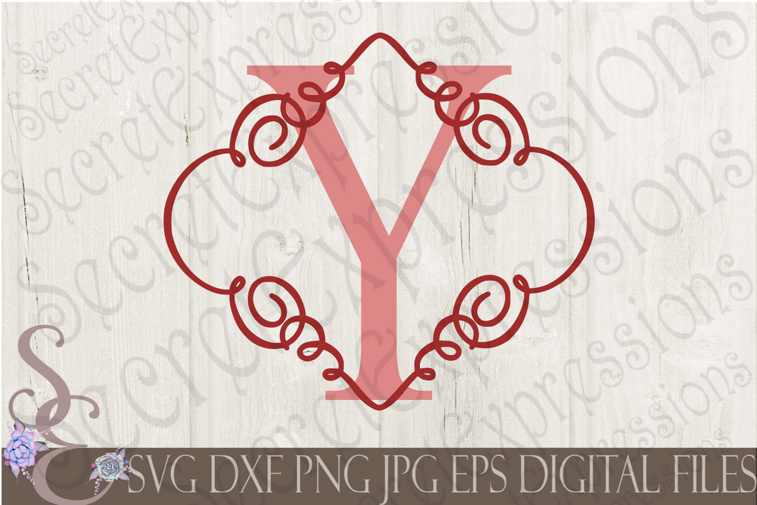 Letter Y Initial Swirl Border Monogram Svg, Digital File, SVG, DXF, EPS, Png, Jpg, Cricut, Silhouette, Print File
