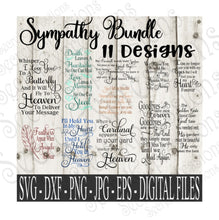 Sympathy SVG Bundle, Memorial Set Digital File, SVG, DXF, EPS, Png, Jpg, Cricut, Silhouette, Print File