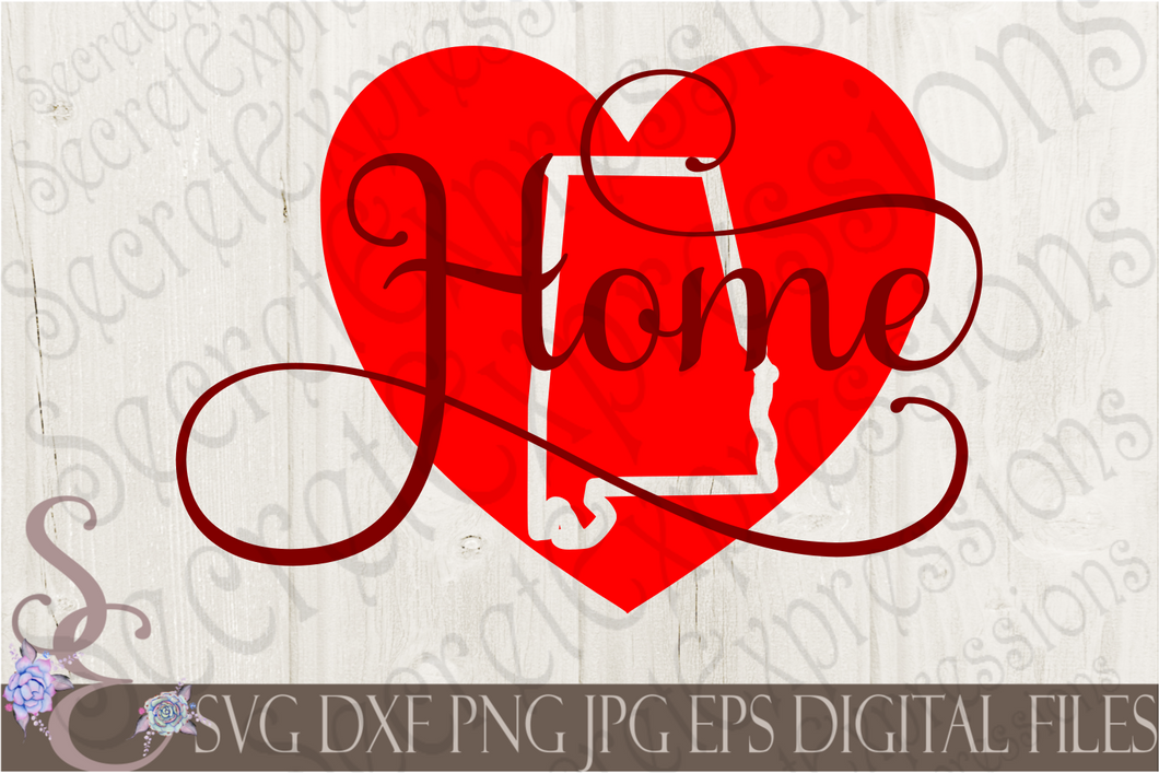 Alabama Home Svg, Digital File, SVG, DXF, EPS, Png, Jpg, Cricut, Silhouette, Print File