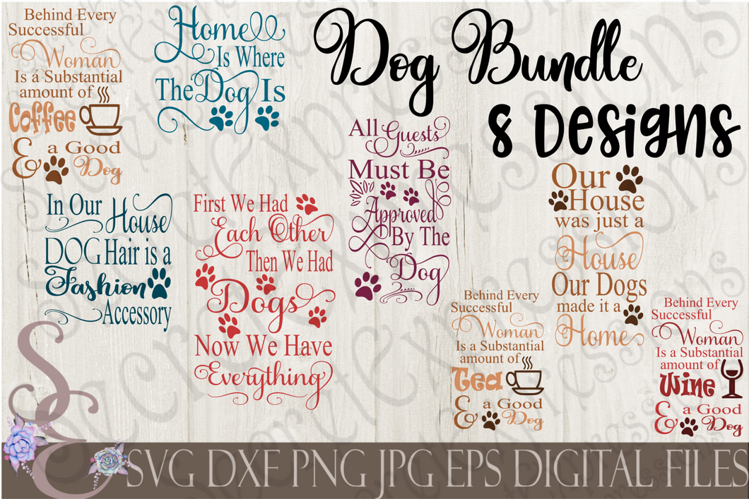 Dog SVG Bundle, Pet Digital File, SVG, DXF, EPS, Png, Jpg, Cricut, Silhouette, Print File