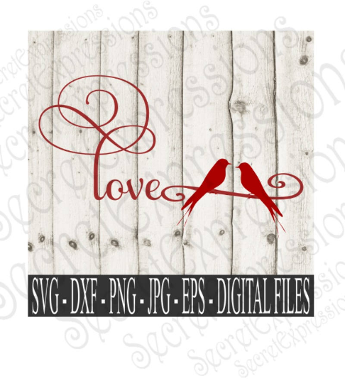 Two Birds on a Wire Svg, Love Birds, Valentine's Day, Digital File, SVG, DXF, EPS, Png, Jpg, Cricut, Silhouette, Print File