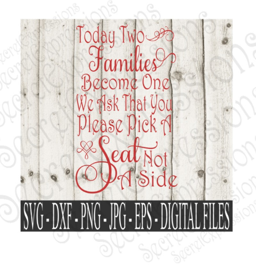 Two Families Become One Svg, Wedding, Digital File, SVG, DXF, EPS, Png, Jpg, Cricut, Silhouette, Print File
