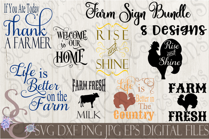 Farm Sign SVG Bundle, Religious Digital File, SVG, DXF, EPS, Png, Jpg, Cricut, Silhouette, Print File