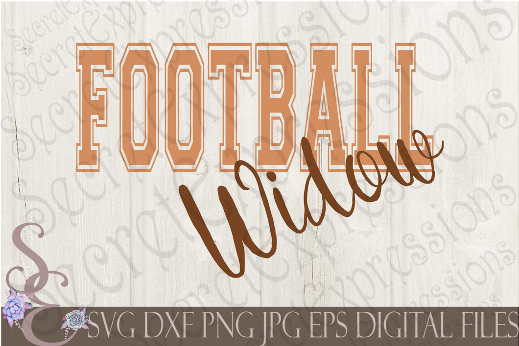 Football Widow Svg, Digital File, SVG, DXF, EPS, Png, Jpg, Cricut, Silhouette, Print File