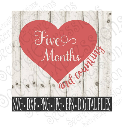 Five Month and Counting Svg, Digital File, SVG, DXF, EPS, Png, Jpg, Cricut, Silhouette, Print File