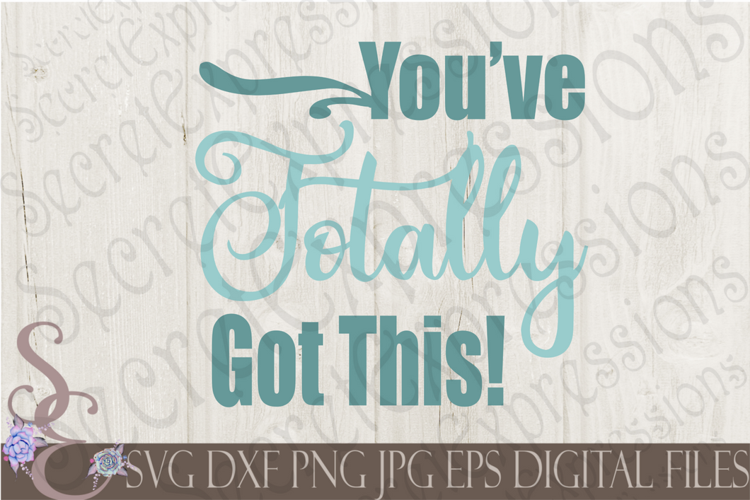 You've Totally Got This Svg, Digital File, SVG, DXF, EPS, Png, Jpg, Cricut, Silhouette, Print File