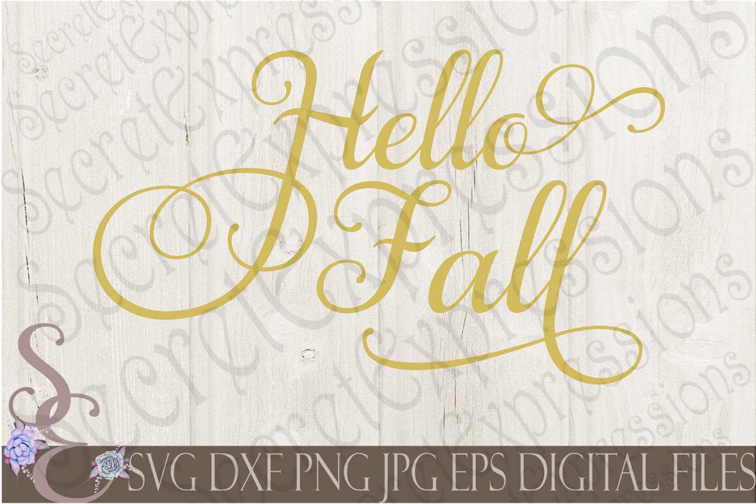 Hello Fall Svg, Digital File, SVG, DXF, EPS, Png, Jpg, Cricut, Silhouette, Print File