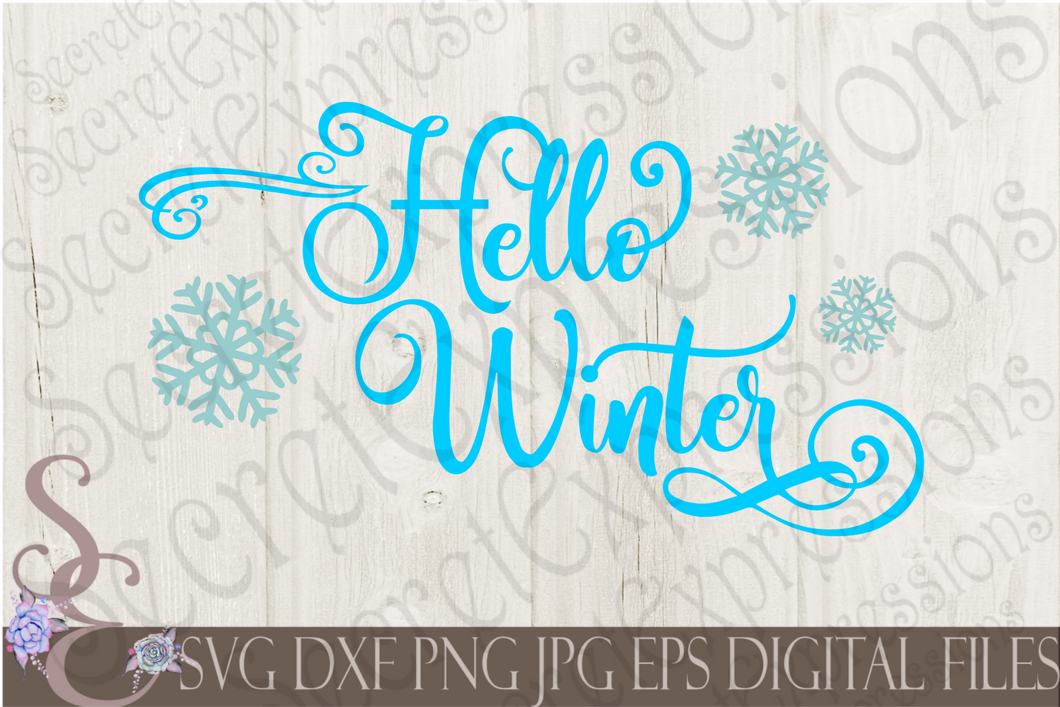 Hello Winter Svg, Christmas Digital File, SVG, DXF, EPS, Png, Jpg, Cricut, Silhouette, Print File