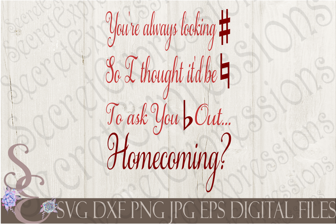 Homecoming Music Proposal Svg, Digital File, SVG, DXF, EPS, Png, Jpg, Cricut, Silhouette, Print File