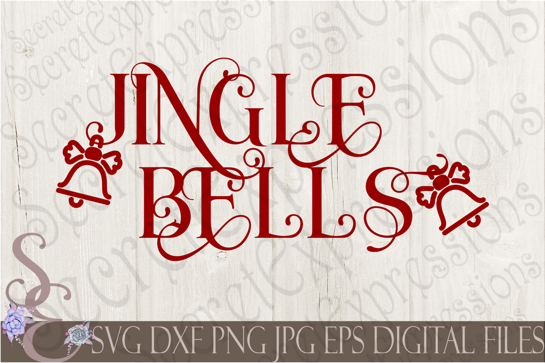 Jingle Bells Svg, Christmas Digital File, SVG, DXF, EPS, Png, Jpg, Cricut, Silhouette, Print File