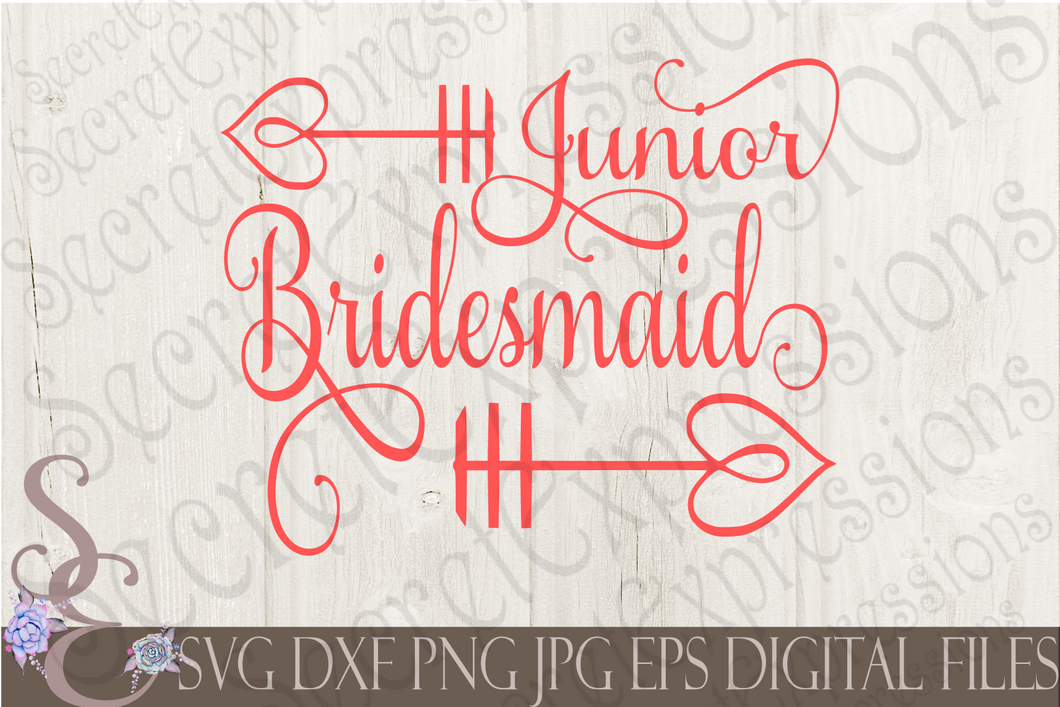 Junior Bridesmaid Svg, Wedding, Digital File, SVG, DXF, EPS, Png, Jpg, Cricut, Silhouette, Print File