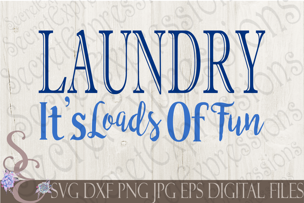 Laundry It's Loads Of Fun Svg, Digital File, SVG, DXF, EPS, Png, Jpg, Cricut, Silhouette, Print File