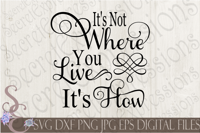 It's Not Where You Live It's How Svg, Digital File, SVG, DXF, EPS, Png, Jpg, Cricut, Silhouette, Print File