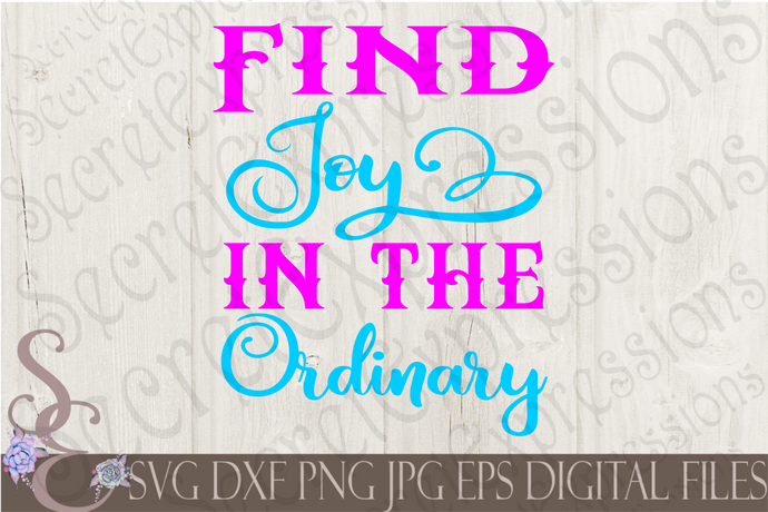 Find Joy In The Ordinary Svg, Digital File, SVG, DXF, EPS, Png, Jpg, Cricut, Silhouette, Print File