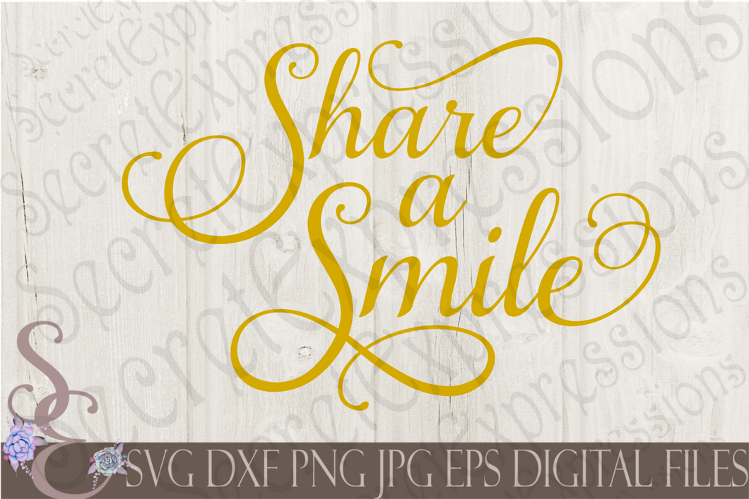 Share A Smile Svg, Digital File, SVG, DXF, EPS, Png, Jpg, Cricut, Silhouette, Print File