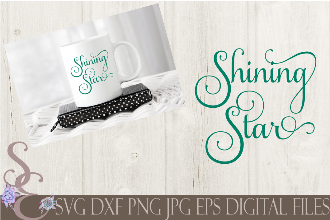 Shining Star Svg, Digital File, SVG, DXF, EPS, Png, Jpg, Cricut, Silhouette, Print File