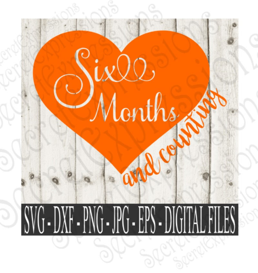 Six Month and Counting Svg, Digital File, SVG, DXF, EPS, Png, Jpg, Cricut, Silhouette, Print File
