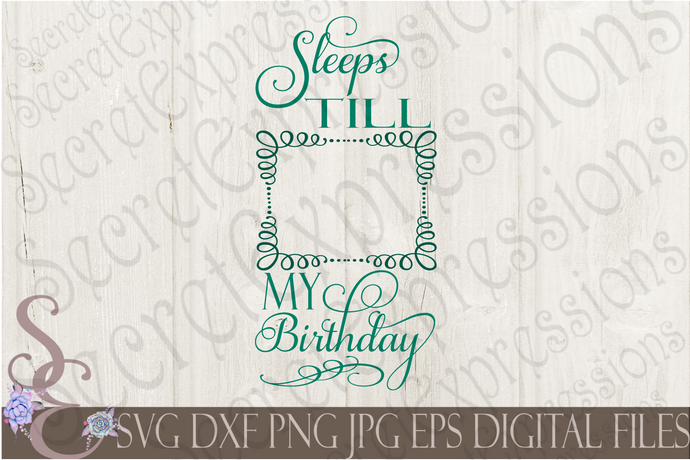 Sleeps Till My Birthday Svg, Kid, Digital File, SVG, DXF, EPS, Png, Jpg, Cricut, Silhouette, Print File